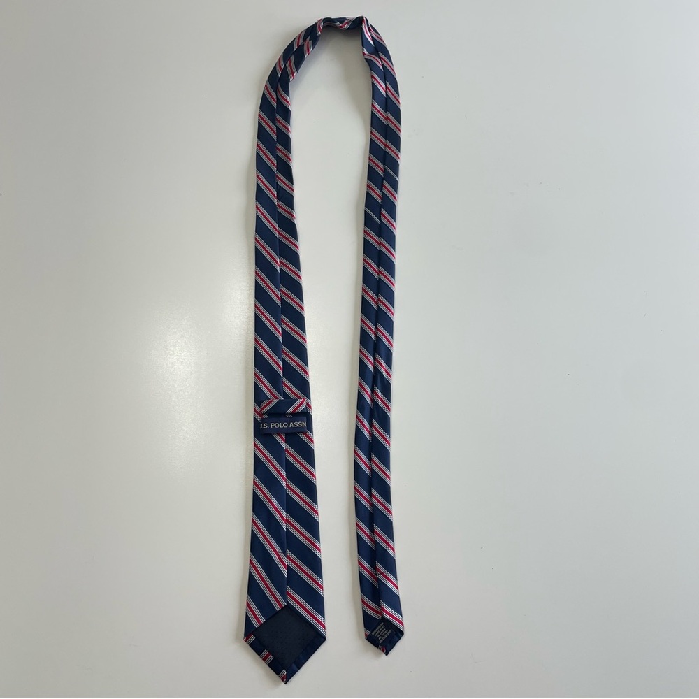 U.S. Polo Assn. Blue Tie with Red and White Stripes Patriotic Classic - Picture 5 of 7